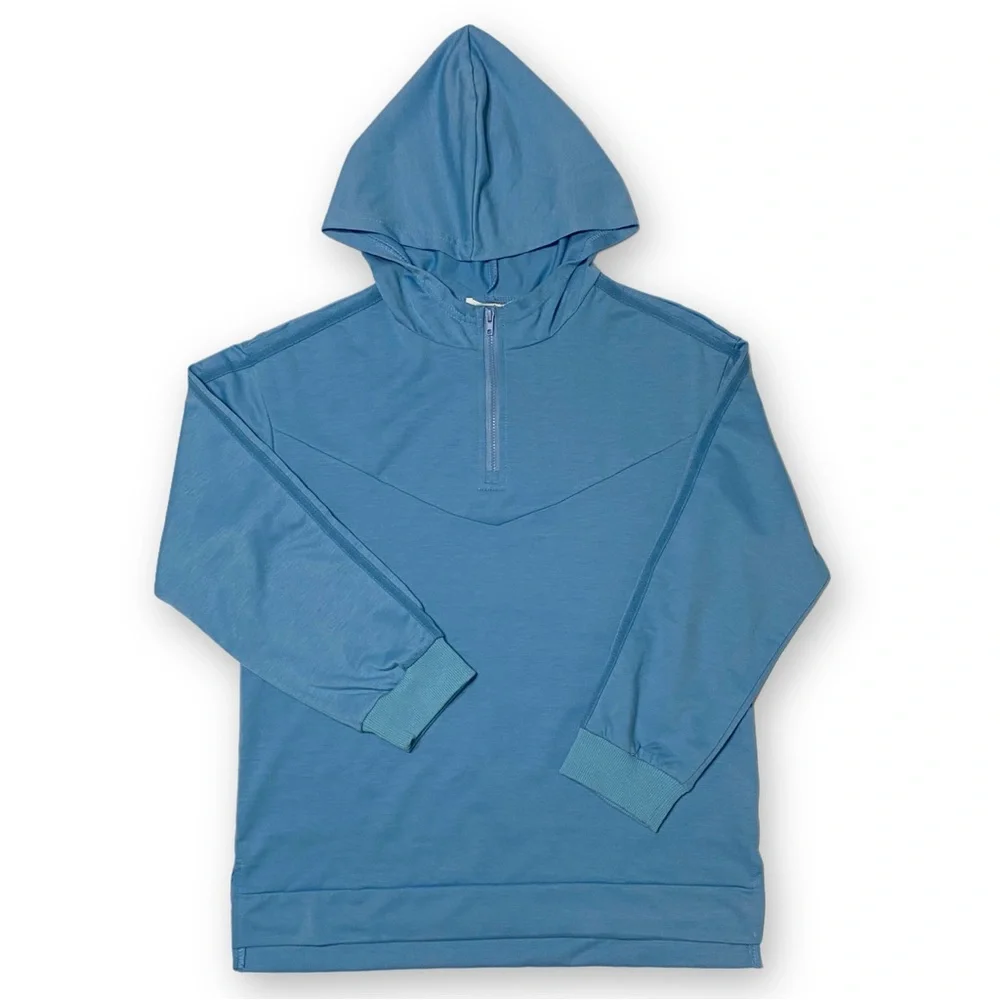 Grace Karin Girls 12 Blue 2 Piece Activewear Set Quarter-Zip Hoodie And Leggings